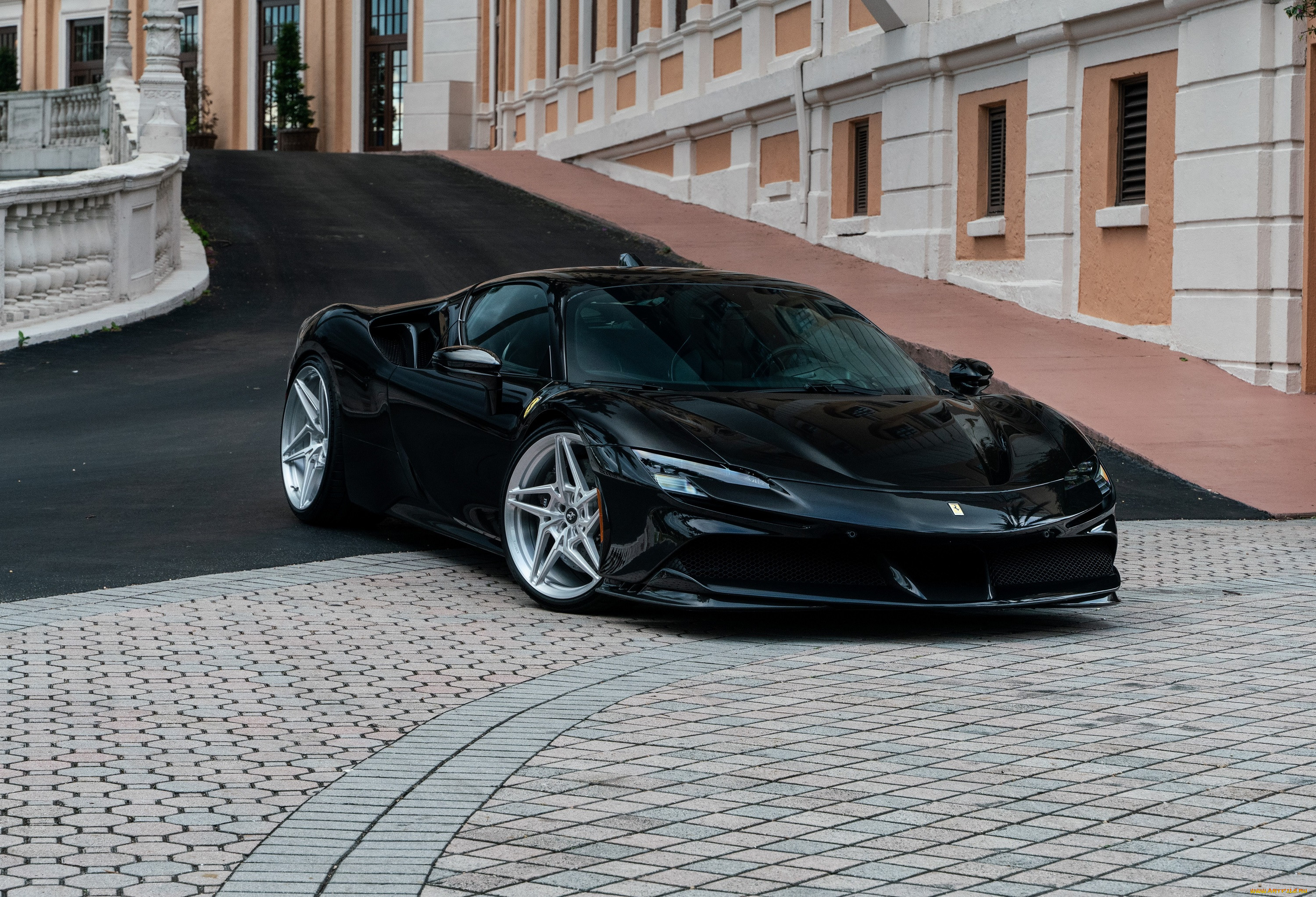 , ferrari, front, black, road, supercar, sf90